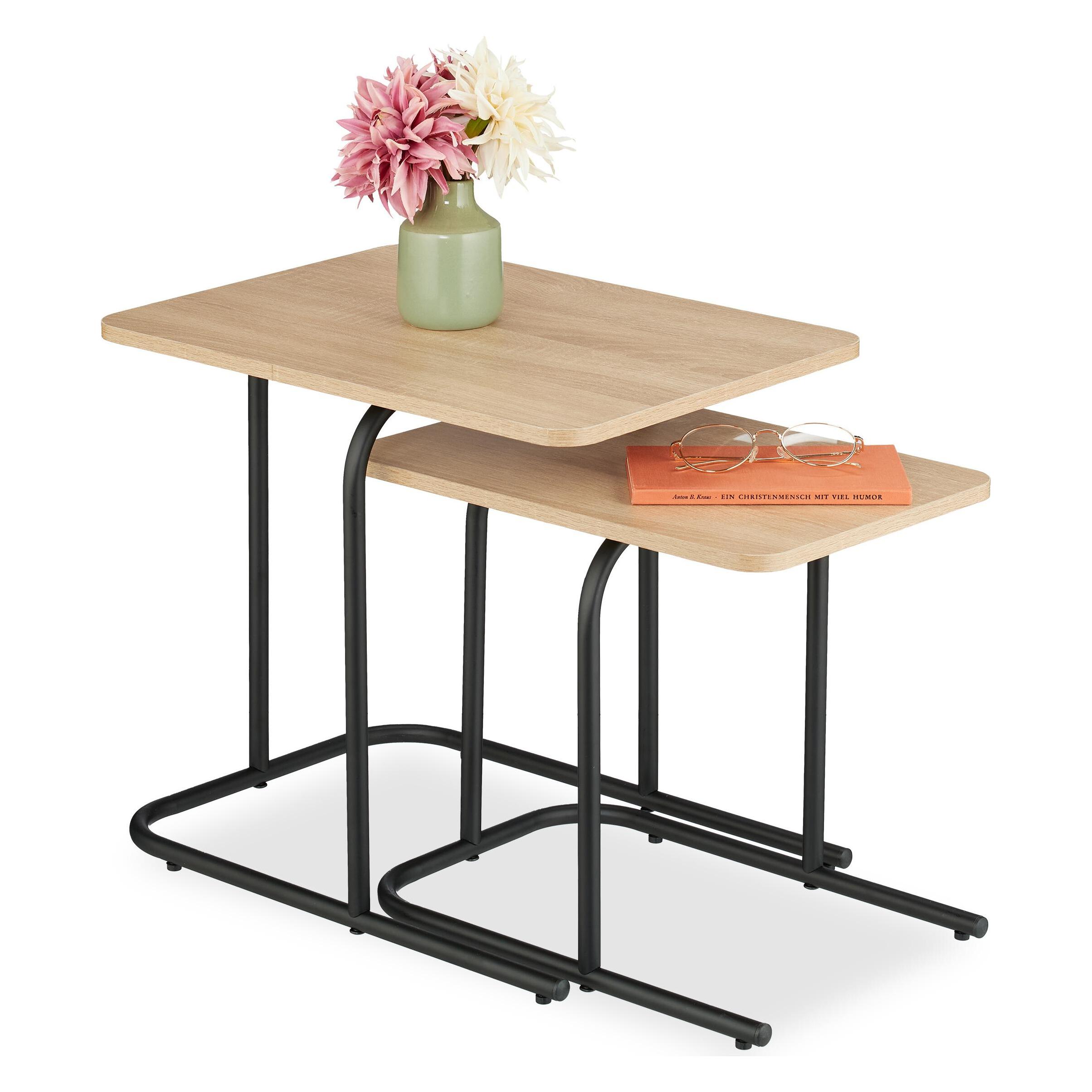 Relaxdays, Salontafel, 2-tlg. Satztisch-Set