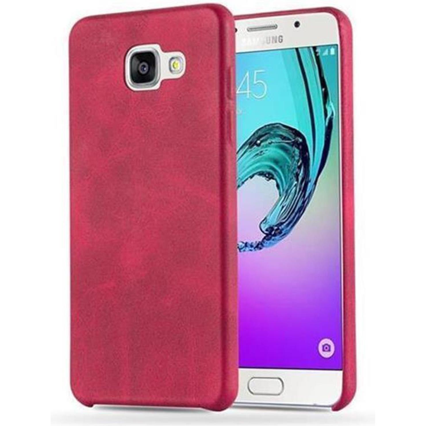 Cadorabo Hard Cover Kunstleder mit Struktur (Samsung Galaxy A3), Smartphone Hülle, Rot
