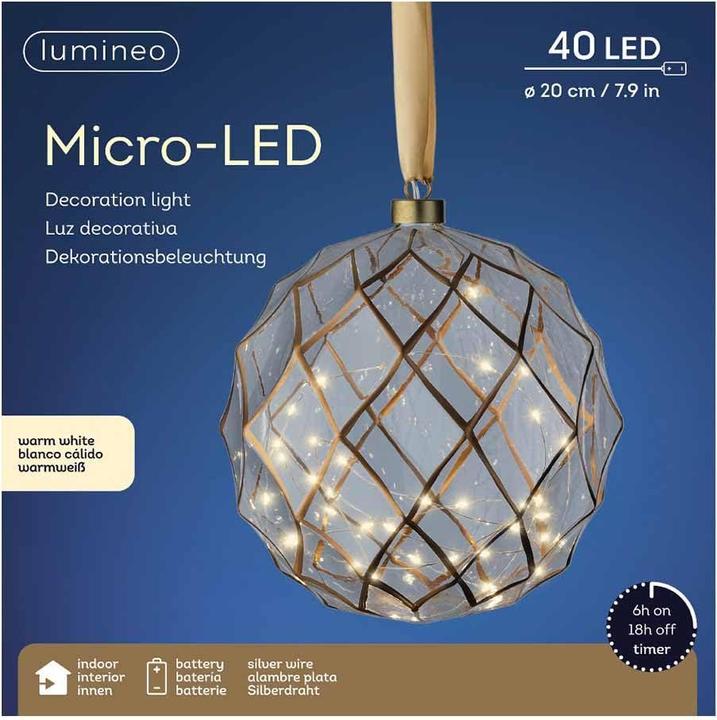 Lumineo LED ball clear/warm white 20cm