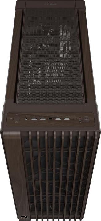 Actual product image ASUS case PROART PA602 WALNUT WOOD RETRO TG, Mid Tower, průhledná bočnice, hnědá (ATX, DTX, mATX, Mini-DTX, Mini-ITX)