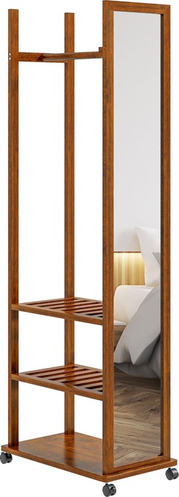 Produktbild Homcom Standspiegel mit Regal und Rollen (60 x 36 x 170 cm)
