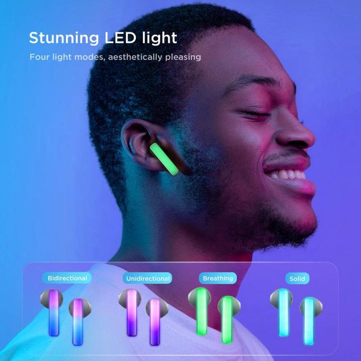 Actual product image Joyroom TWS JR-TC1 IceLens Series wireless headphones with LED lights - white (4 h, Wireless)