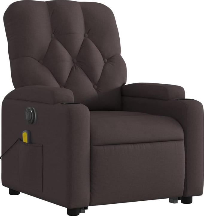 Actual product image vidaXL Massage armchair with stand-up aid electric TV armchair dark brown fabric