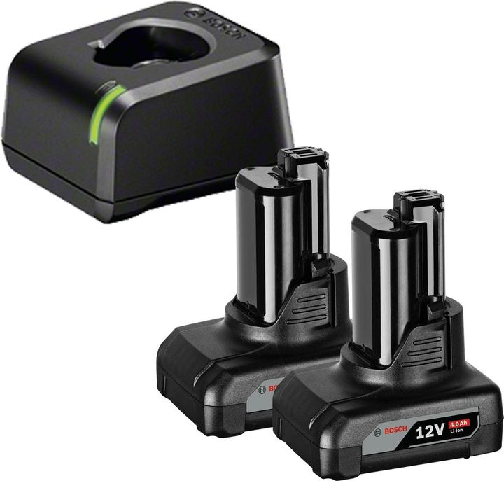 Bosch Professional Zubehör Akku-Starter-Set GBA 12 Volt / 2x 4,0 Ah + Schnellladegerät GAL 12V (12 V)
