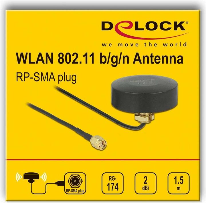 Image du produit Delock Antenne WLAN 2dBi, extérieure, câble de 1,5 m 2 dBi (WiFi)