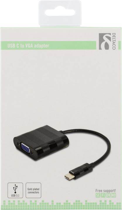 Immagine prodotto Deltaco adattatore da usb 3.1 a vga usb tipo c maschio - vga femmina nero (USB-C, 10 cm)