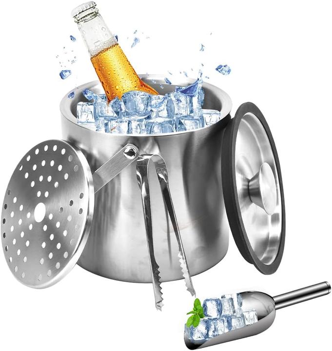 Immagine prodotto Sltaxar Doppelwandiger Eiskübel mit Deckel und Sieb (3L)