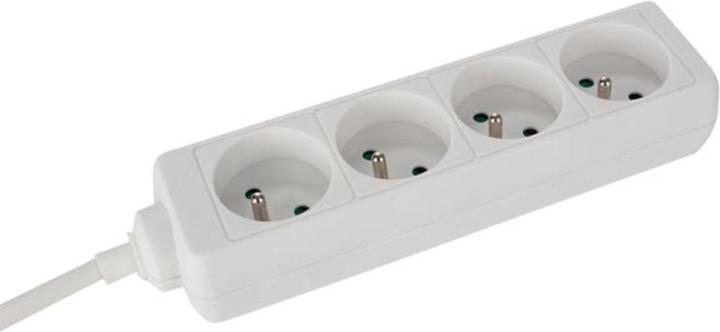 Produktbild Velleman 4-WAY SOCKET-OUTLET - 5 m CABLE - WHITE - PIN EARTH (4 x, CEE 7/5, 5 m)