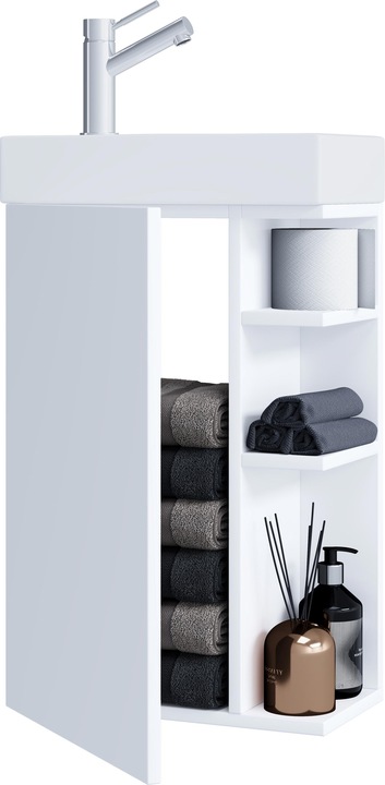 Produktbild VCM 2-tlg Badmöbel Set Gäste WC Gästebad Waschplatz Waschtisch klein schmal Lumia
