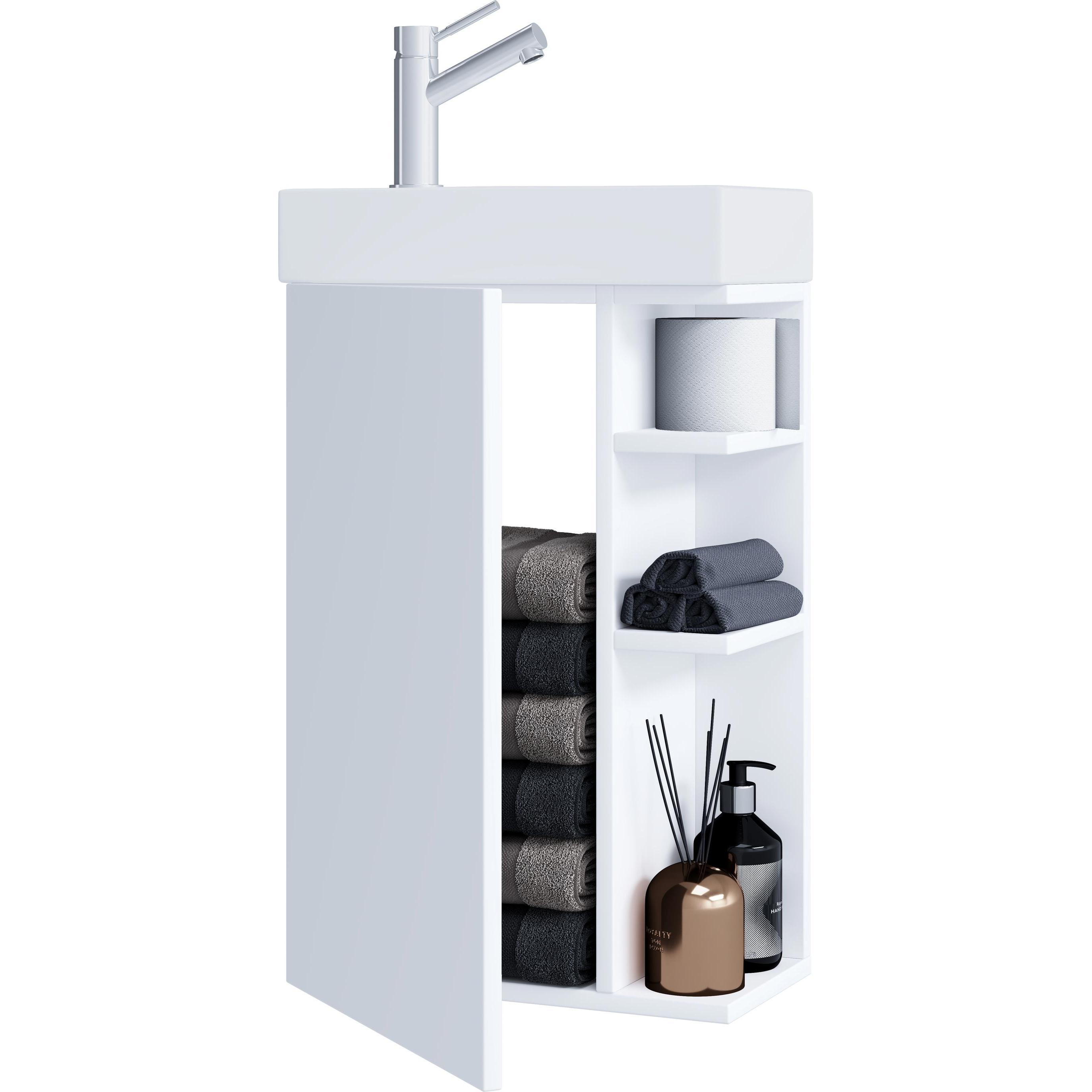 Thumbnail - VCM, Badmöbelset, 2-tlg Badmöbel Set Gäste WC Gästebad Waschplatz Waschtisch klein schmal Lumia