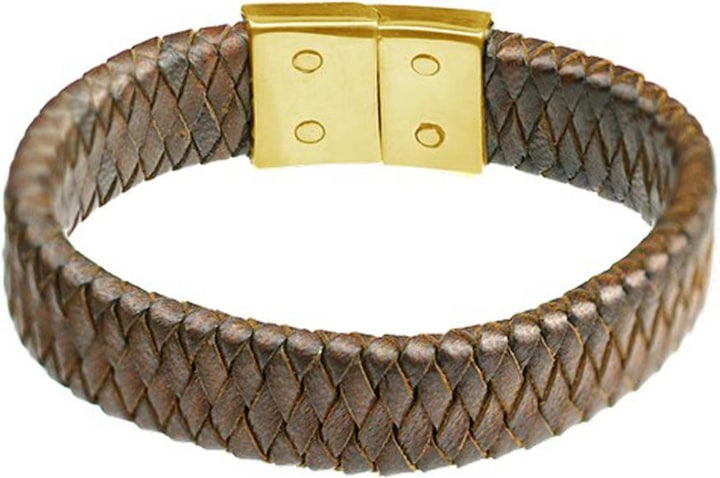 Produktbild Star Piercing Lederarmband dunkelbraun geflochten Raute (23 cm, Messing, Leder)