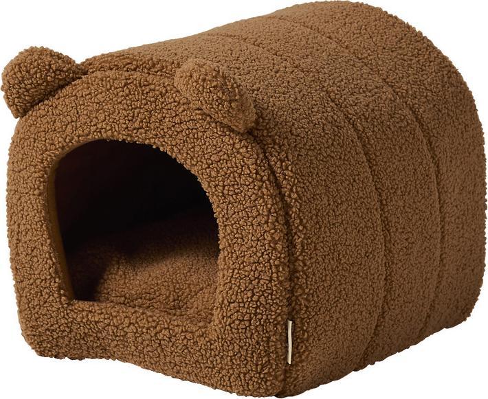 Vertbaudet Katzenhöhle FAMILY aus Teddyfleece mit Bärenohren & herausnehmbarem Kissen (Katze)