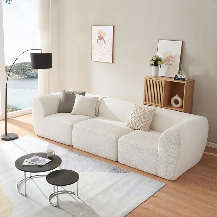 Produktbild En.Casa Sofa-Modul Hurvas Mittelelement Bouclé Cremeweiss