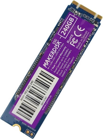 Produktbild Cytron MakerDisk M.2 2280 SSD Hard Drive for Raspberry PI with NOOBS 240GB (240 GB, M.2 2280)