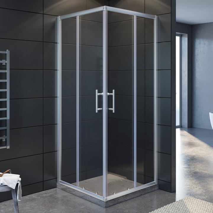 SONNI Duschkabine Eckeinstieg 70x70cm Eckdusche Schiebetür 185cm Doppel Duschtür ESG Glas Dusche (70 cm, 70 cm, 185 cm)