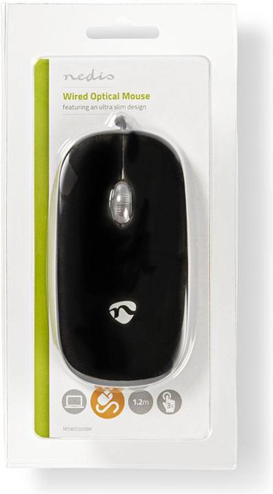 Actual product image Nedis Wired mouse | DPI: 1000 dpi | Number of buttons: 3 | Ambidextrous | 1.20 m | Silent mouse (Cable)