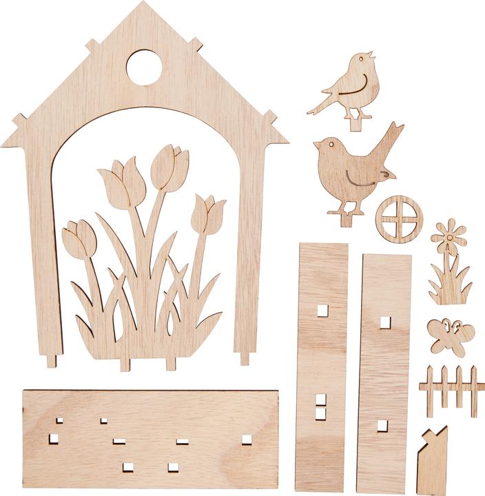 Actual product image VBS Wooden pegboard motif house "Spring Awakening", 12 pieces, plywood