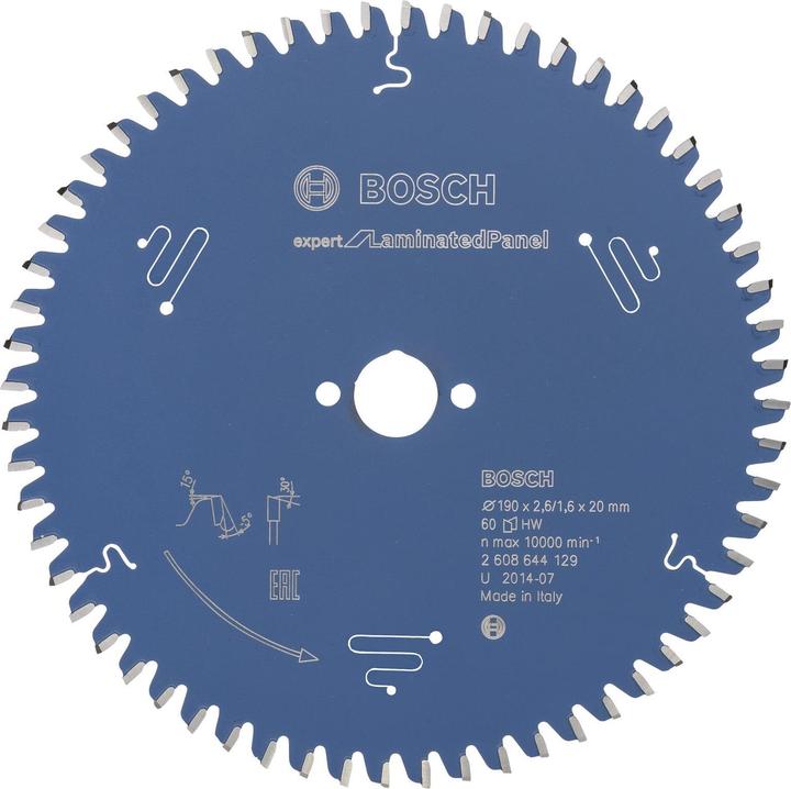 Immagine prodotto Bosch Professional Zubehör Lama circolare Expert per pannelli laminati, 190 x 20 x 2,6 mm, 60