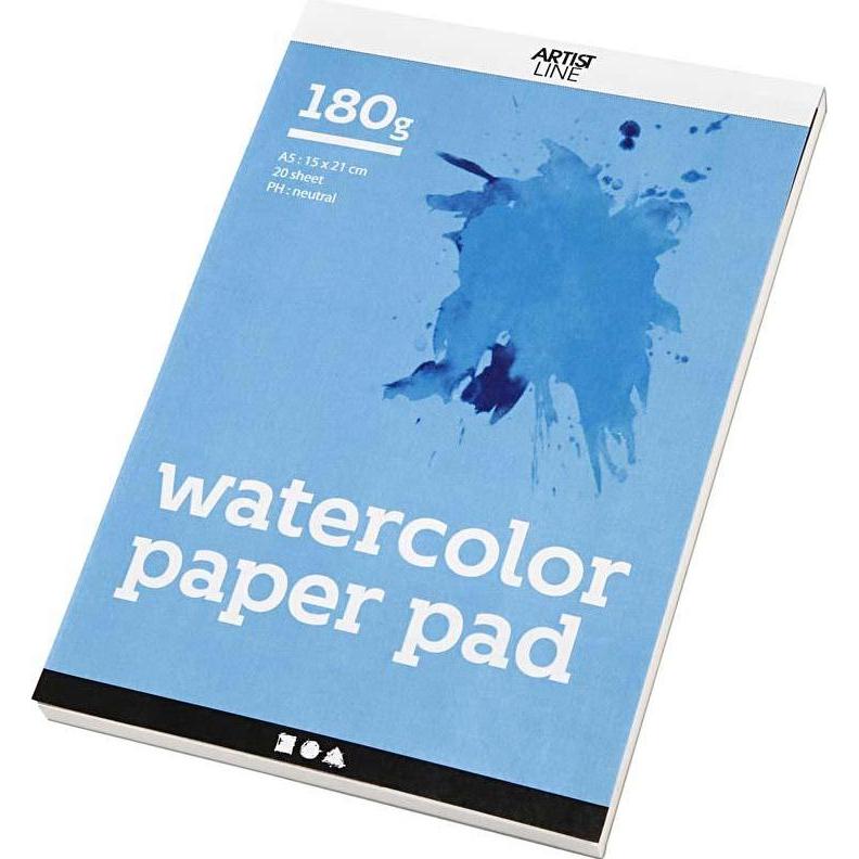 Thumbnail - Creativ Company, Heft + Block, Aquarelblok Wit A5 180gr, 20 Vellen (A5)