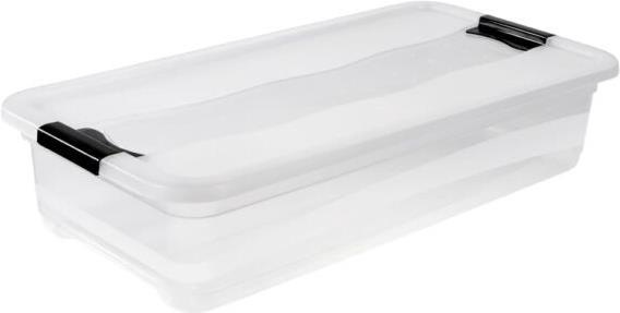 Produktbild keeeper Aufbewahrungsbox "cornelia", 33 Liter, transparent Box und Deckel: transparent / Clips: schwarz (79.5 x 39.5 x 17 cm, 33 l)