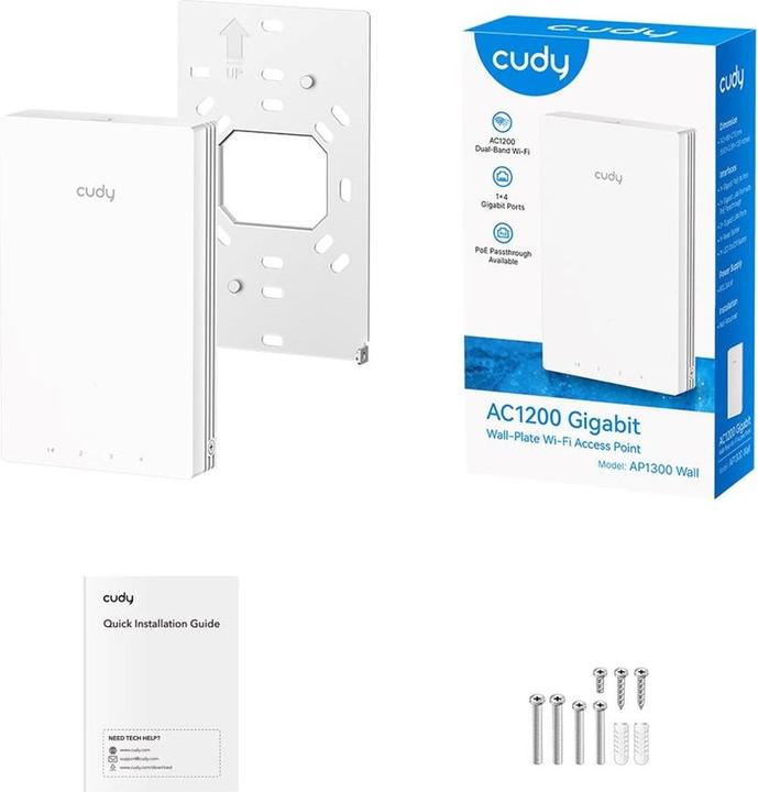 Produktbild Cudy AC1200 Gigabit Wall-Plate Access Point (867 Mbit/s)