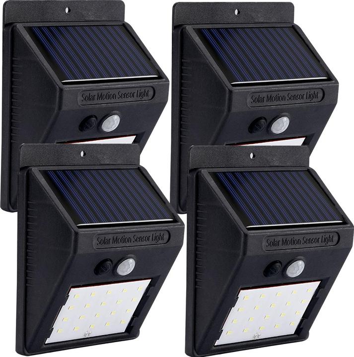 Produktbild Casativo 4er-Set Solar-LED-Wandleuchte mit Bewegungsmelder, 20 SMD LEDs (480 lm, IP44)