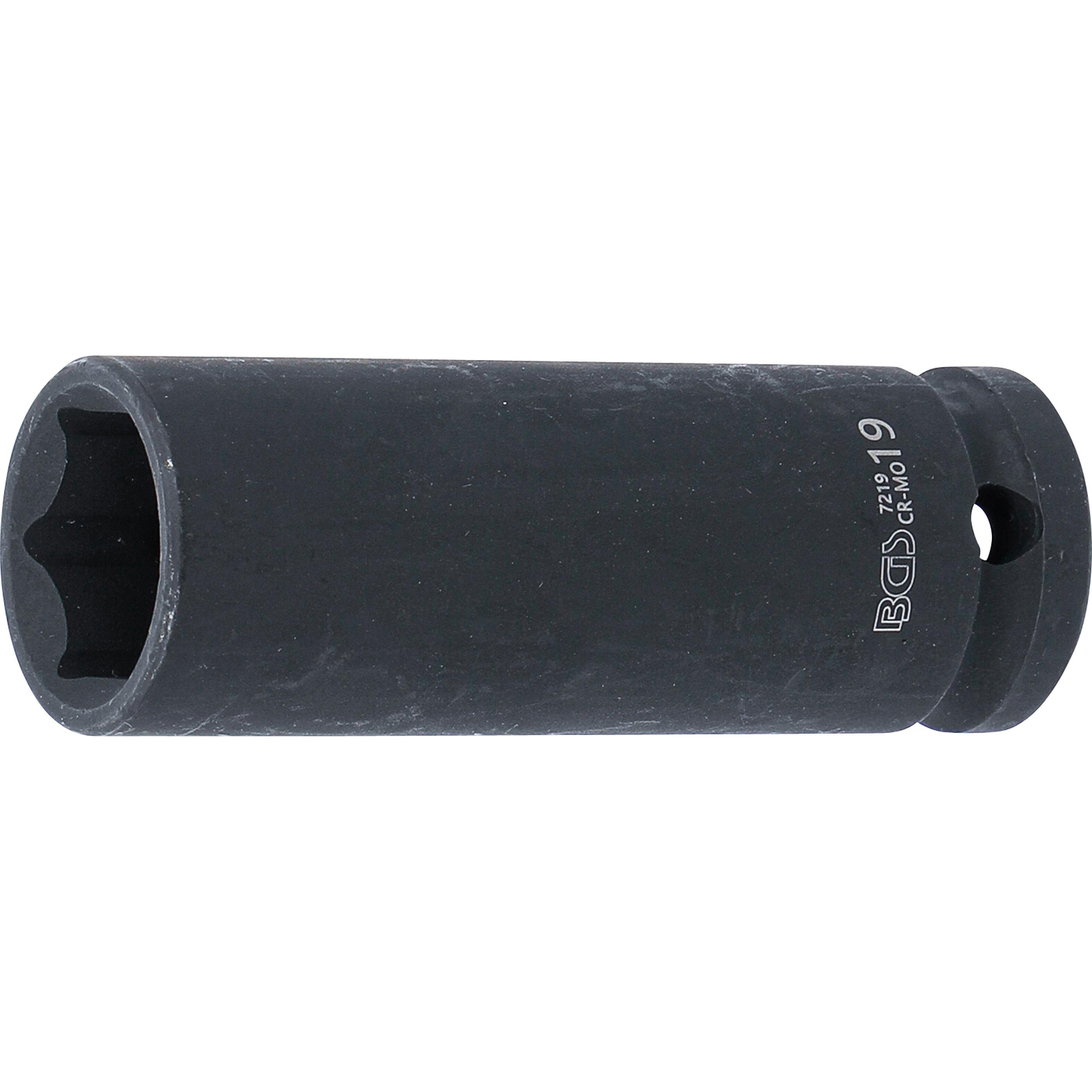 Thumbnail - BGS, Steckschlüssel + Stecknuss, Kraft-Steckschlüssel-Einsatz Sechskant, tief Antrieb Innenvierkant 12,5 mm (1/2") SW 19...