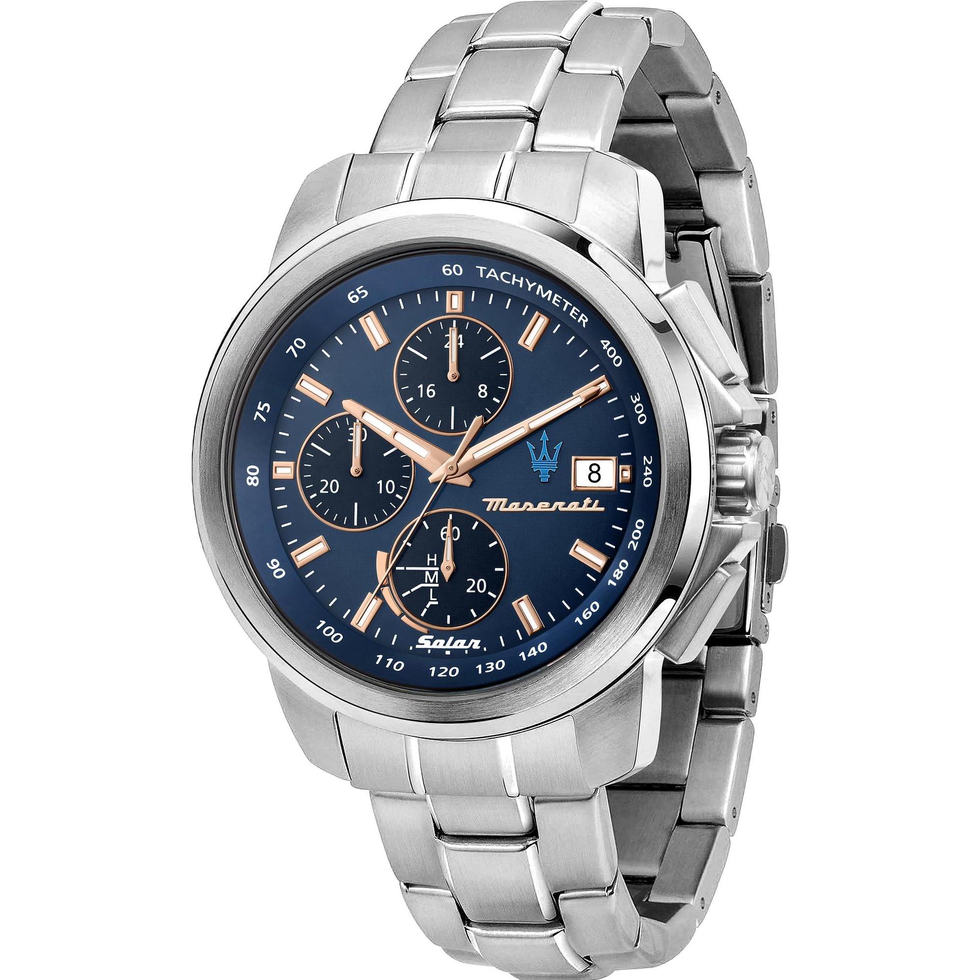 Maserati, Armbanduhr, Successo Solar, Silber, (Chronograph, 44 mm)