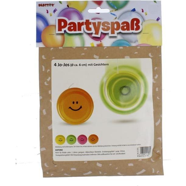 Besttoy Partyspass - 4 Jo-Jos mit Gesichtern