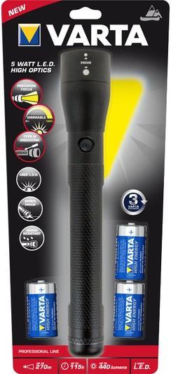 Actual product image Varta Flashlight High Optics 5W (440 lm)