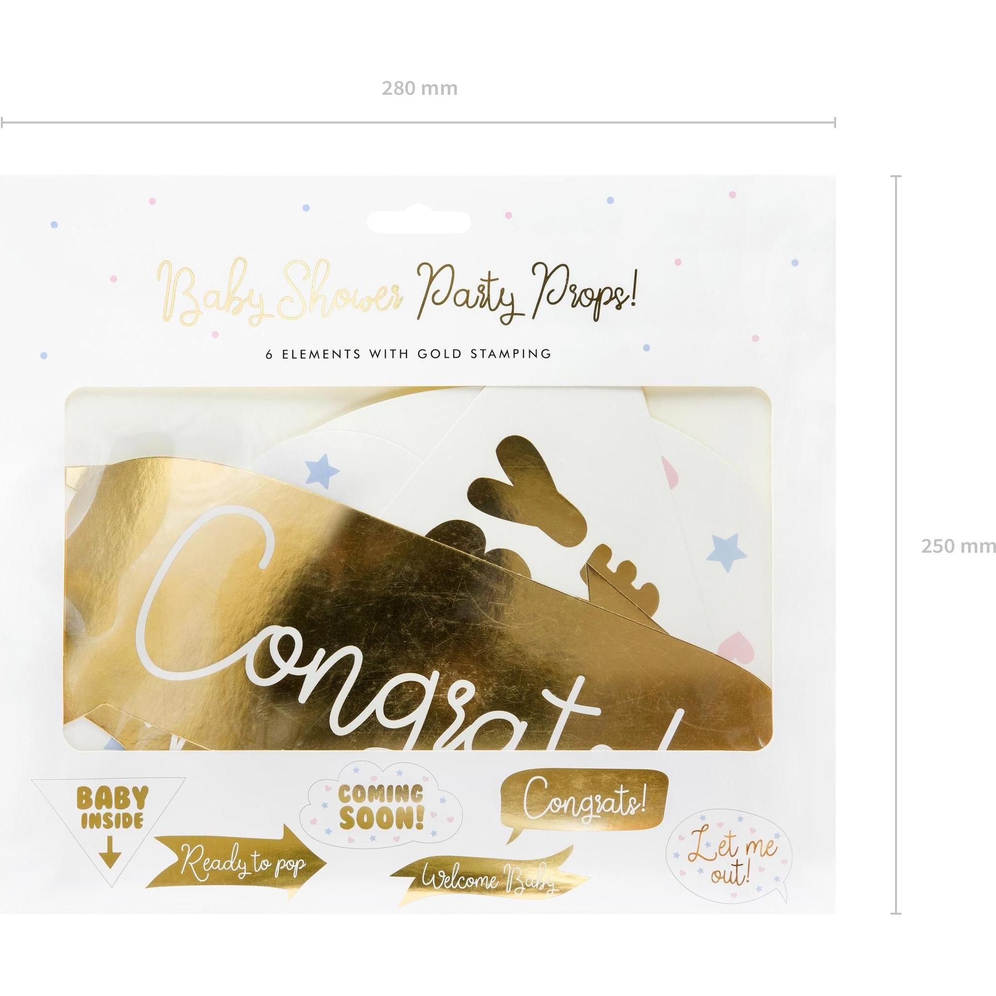 Thumbnail - Partydeco Partyaccessoire Baby Shower 6-teilig, Gold