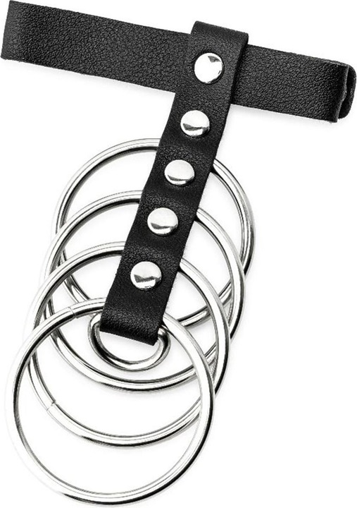 Produktbild Zenn Schwarzer PU-Leder-Cockring mit Metallstütze (4.50 cm)