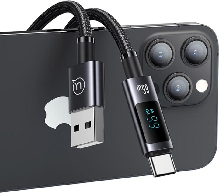 Image du produit EKO Câble de charge 66W USB-A vers Type-C 1.2m Modèle Display SF avec écran LED (1.20 m, 66 W)