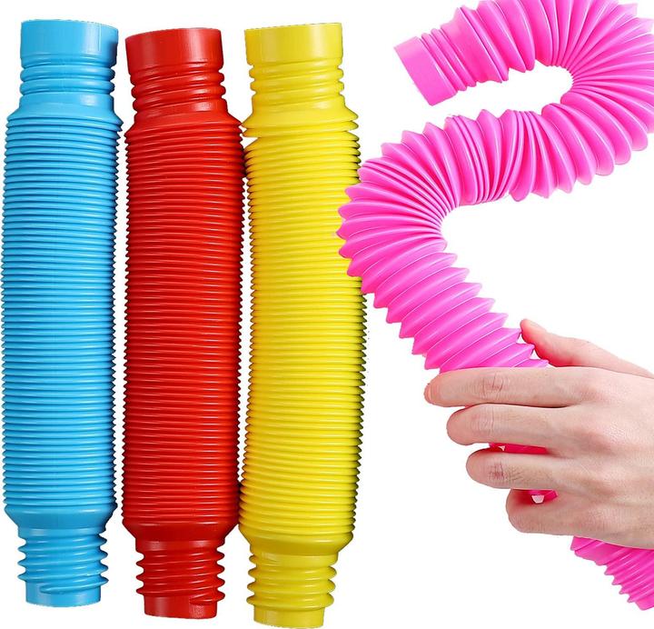 Activity Board Fidget Pop Tube Spielzeug für Kinder und Erwachsene, 4 X-grosse Pop Tubes