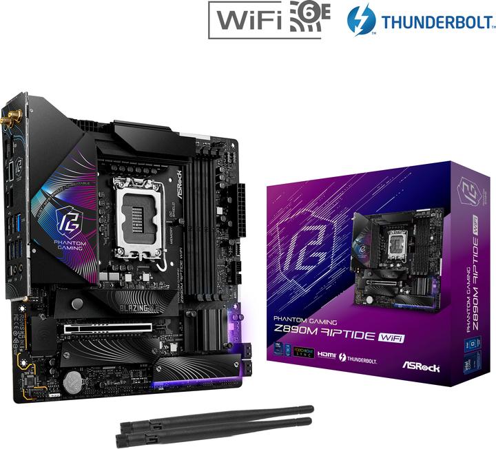 Productafbeelding AsRock Z890M Riptide WiFi Intel DDR5 S1851 MATX (LGA 1851, Intel Z890, mATX)