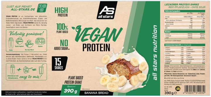 Produktbild All Stars Vegan Protein (390G Dose) (Banane, 1 x, 400 g)