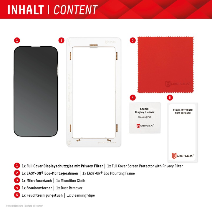 Produktbild Displex Real Glass, Privacy Full Cover Panzerglas (1 Stück, Apple iPhone 15, Apple iPhone 15 Pro)