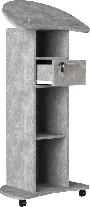 Productafbeelding VCM Houten Staand Bureau Lessenaar Mobiele Staande Tafel Rolbare Wielen Lade Redola (56 x 37 x 110 cm)