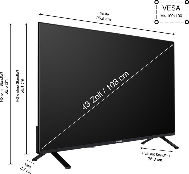 Produktbild Telefunken QU43TO750S (108 cm (43 Zoll), schwarz, UltraHD/4K, Triple Tuner, SmartTV, TiVo Betriebssystem) (43", QLED, 4K, 2024)