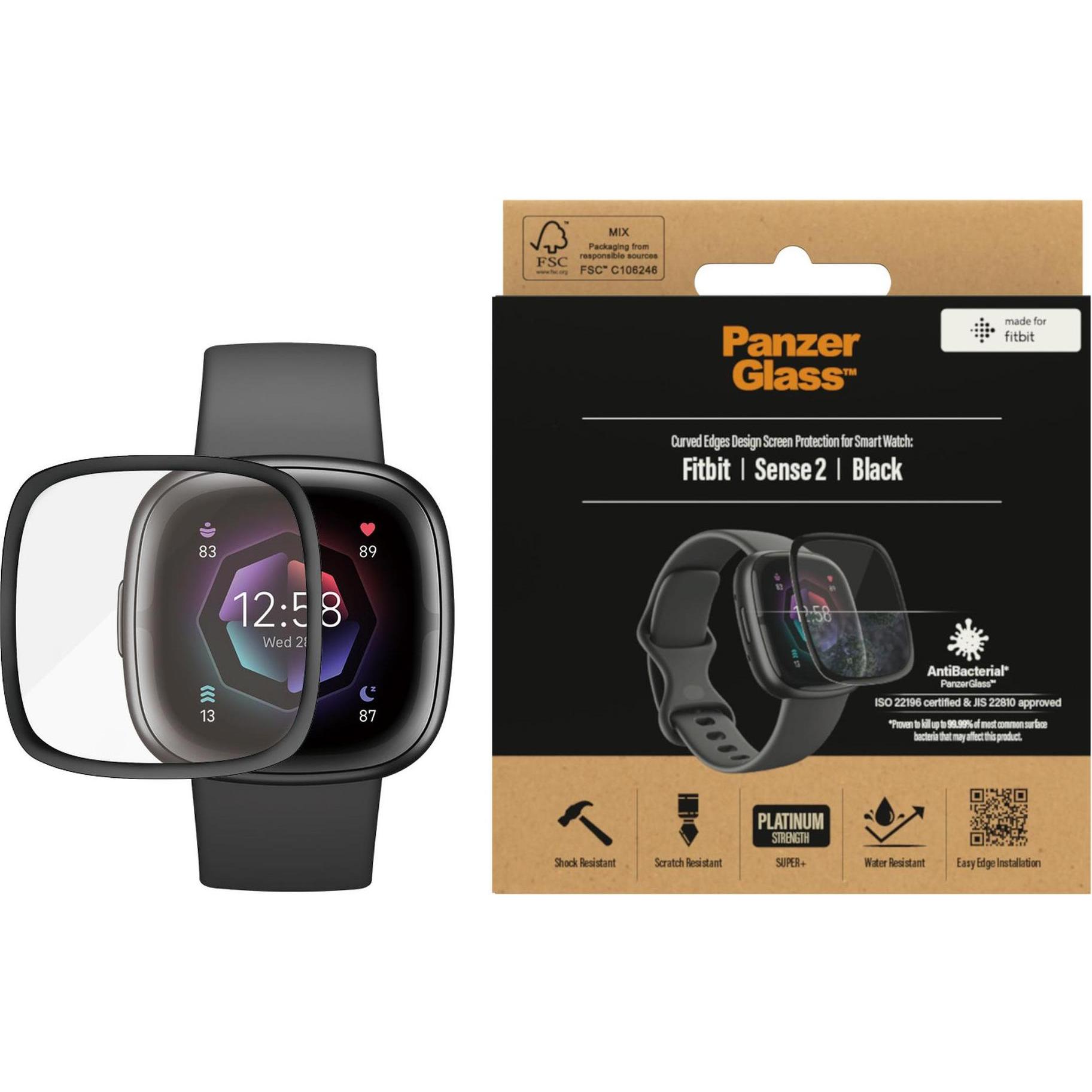 PanzerGlass Displayschutz Fitbit Sense 2, Smartwatch Schutzfolie, Transparent