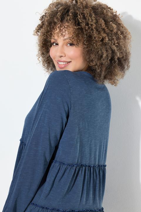 Actual product image Ulla Popken Ruffled Flounce Panel Long Sleeve Tee (50, 52)