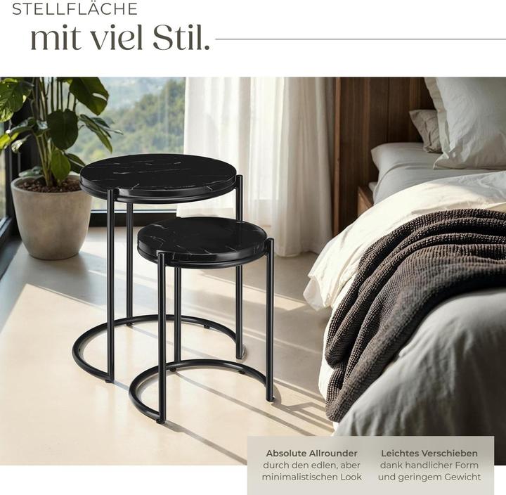 Actual product image tectake Side table Ellsa, marble top, steel frame