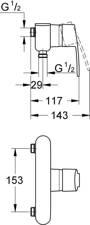 Actual product image Grohe Eurostyle Cosmopolitan single-lever shower mixer