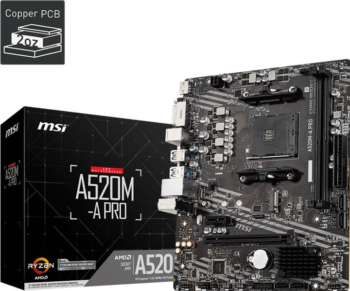 Image du produit MSI A520M-A Pro (AM4, AMD A520, mATX)