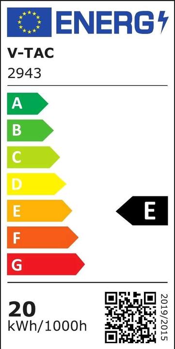 Energie-Label V-TAC VT11020150W 20W LED Wandleuchte Weisser Körper Quadratisch 4000K IP65 (2580 lm, IP65)