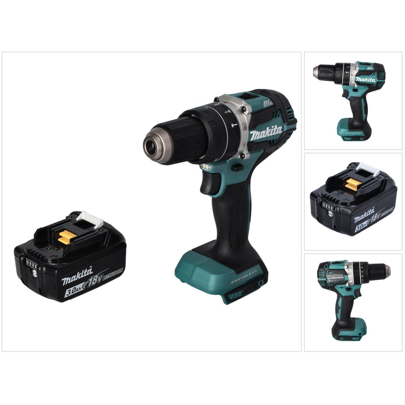 Makita, Bohrmaschine + Akkuschrauber, DHP 484 F1 Akku Schlagbohrschrauber 18 V 54 Nm Brushless + 1x Akku 3,0 Ah - ohne L...