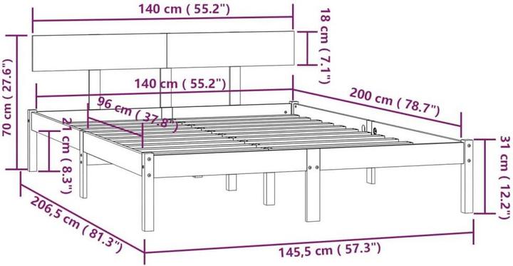 Actual product image vidaXL Bettrahmen (140 x 200 cm)