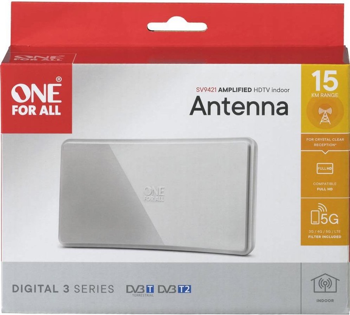 Produktbild One for All DVB-T2 Curved Antenne 5G wht (Flachantenne, 42 dB, DVB-T / -T2)