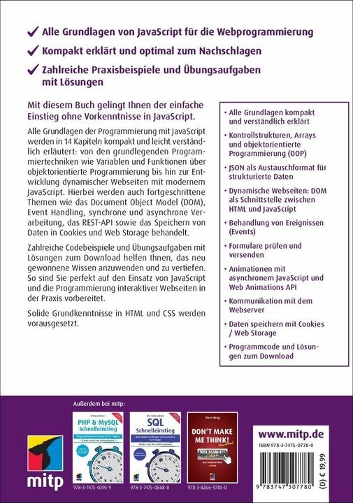 Produktbild JavaScript Schnelleinstieg (Deutsch, Ulrike Hässler, 2024)