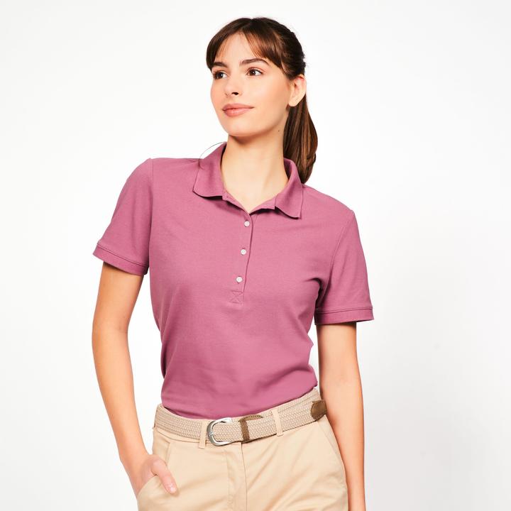 Actual product image Inesis Damen Golf Poloshirt kurzarm Baumwolle - MW500 dunkelrosa (M)